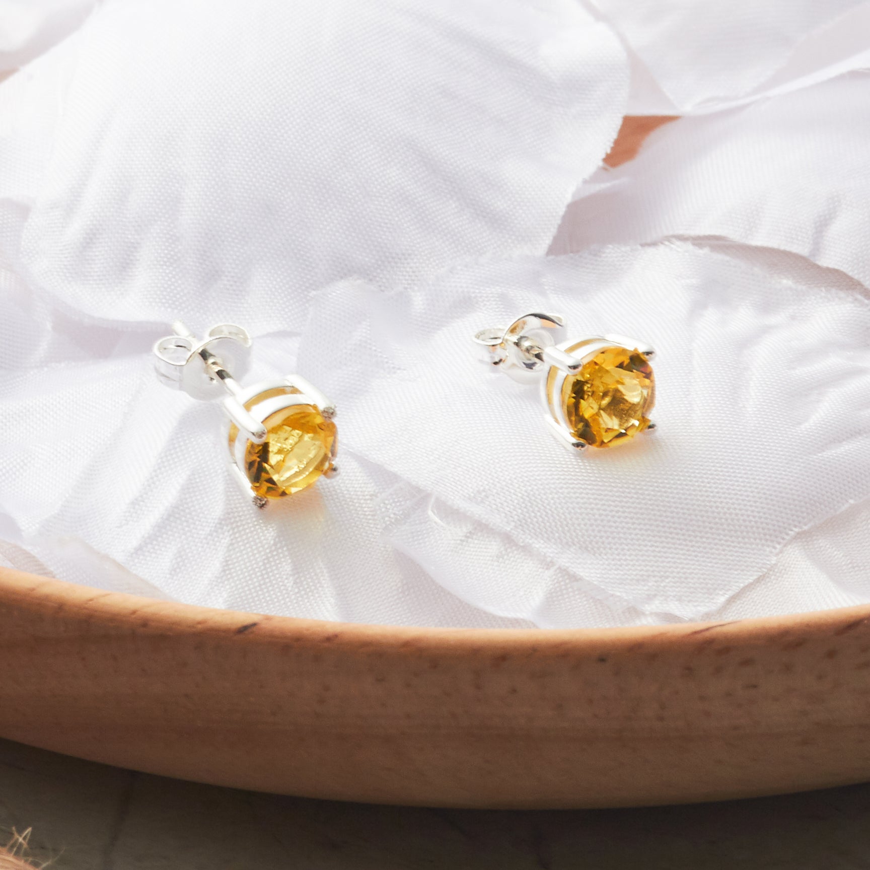 November (Topaz) Birthstone Earrings Created with Zircondia® Crystals