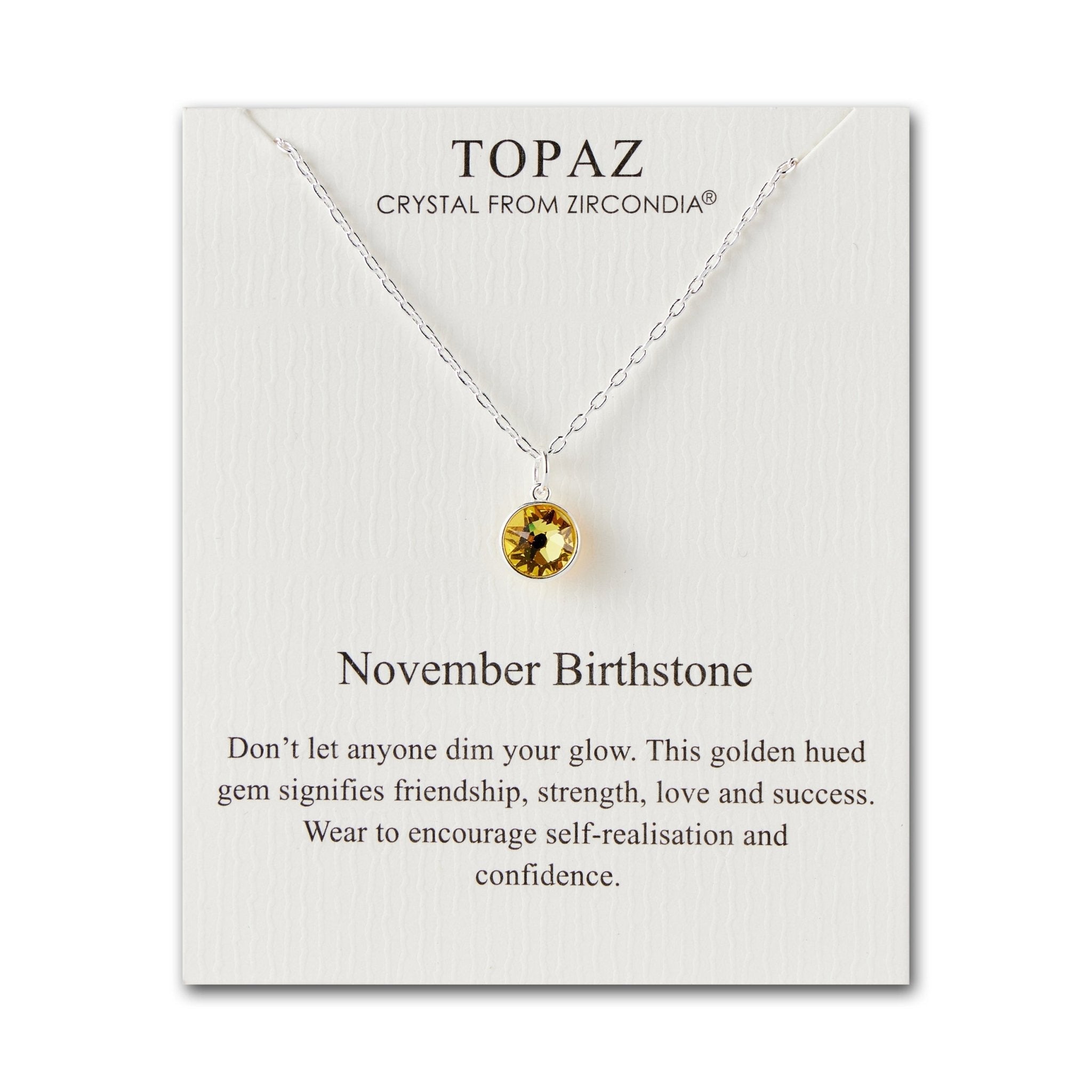 November (Topaz) Birthstone Necklace Created with Zircondia® Crystals