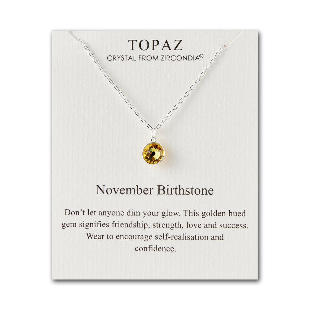 November (Topaz) Birthstone Necklace Created with Zircondia® Crystals