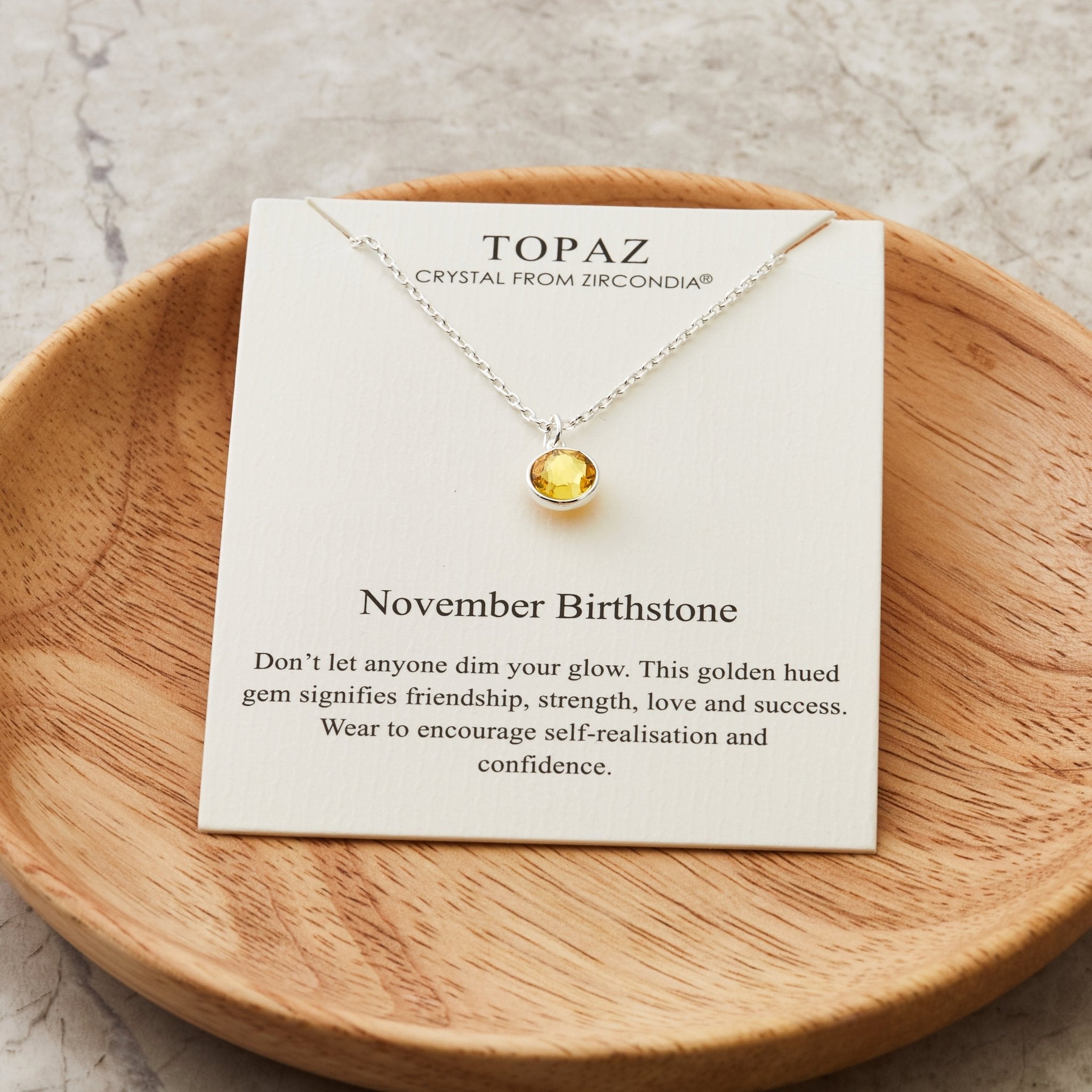 November (Topaz) Birthstone Necklace Created with Zircondia® Crystals