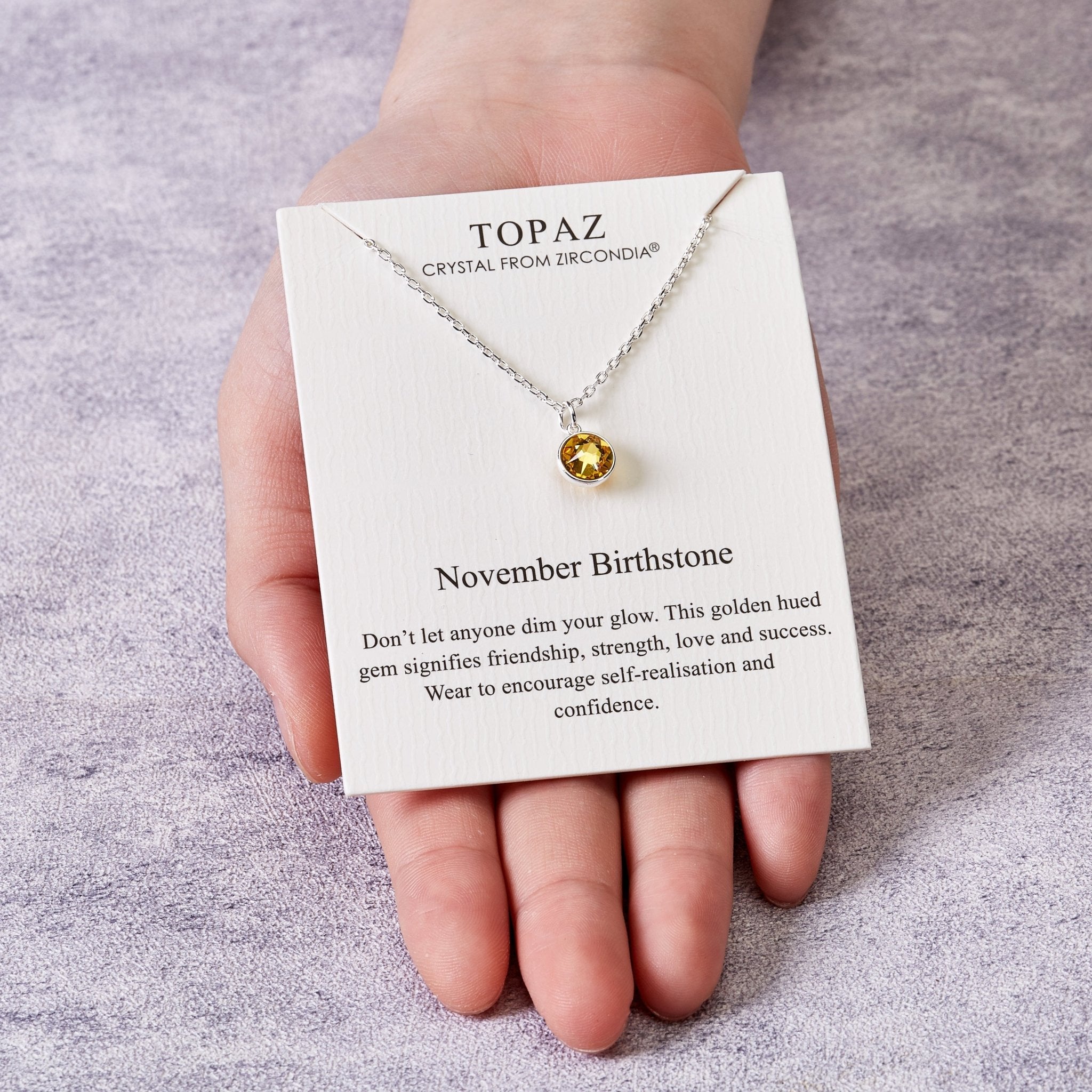 November (Topaz) Birthstone Necklace Created with Zircondia® Crystals