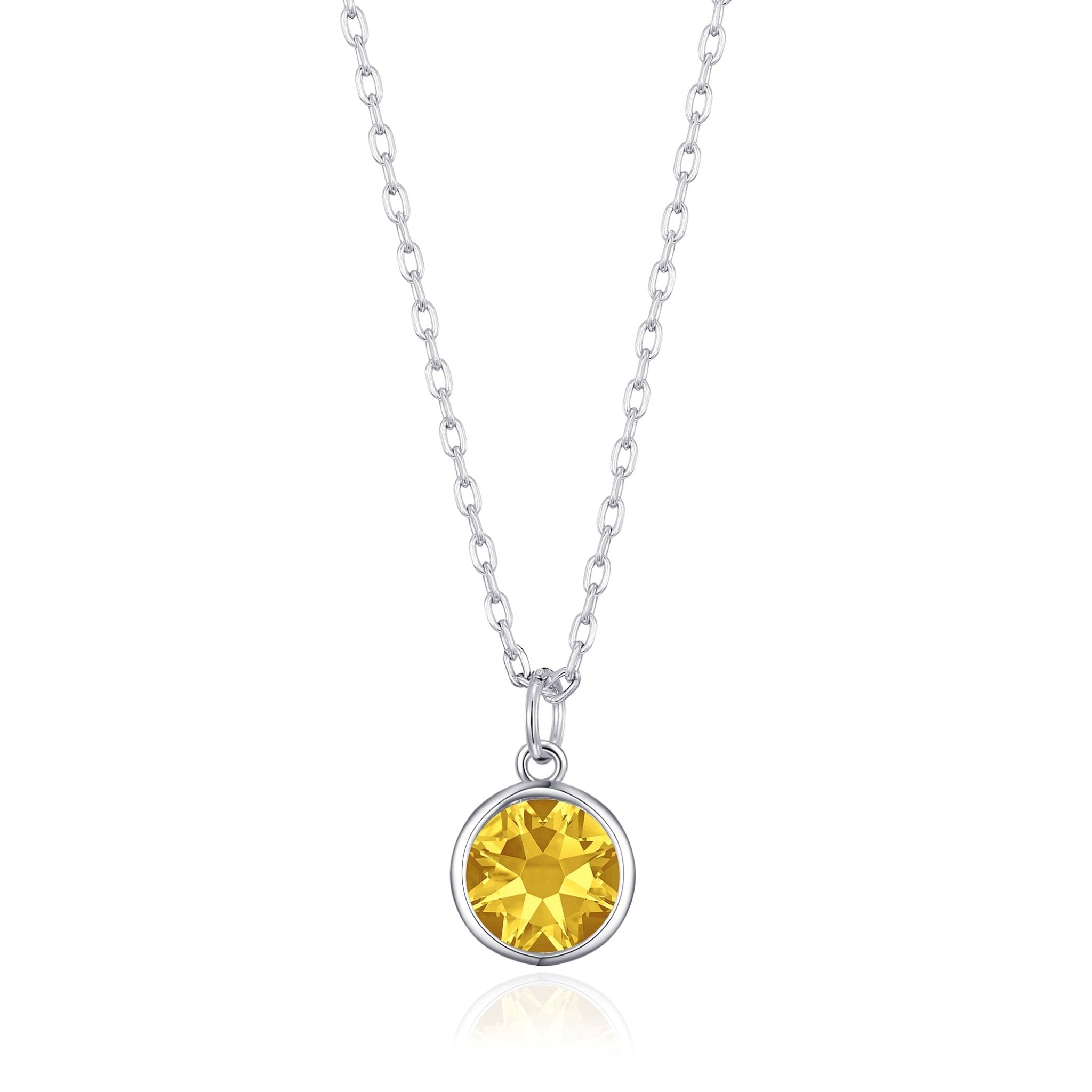 November (Topaz) Birthstone Necklace Created with Zircondia® Crystals