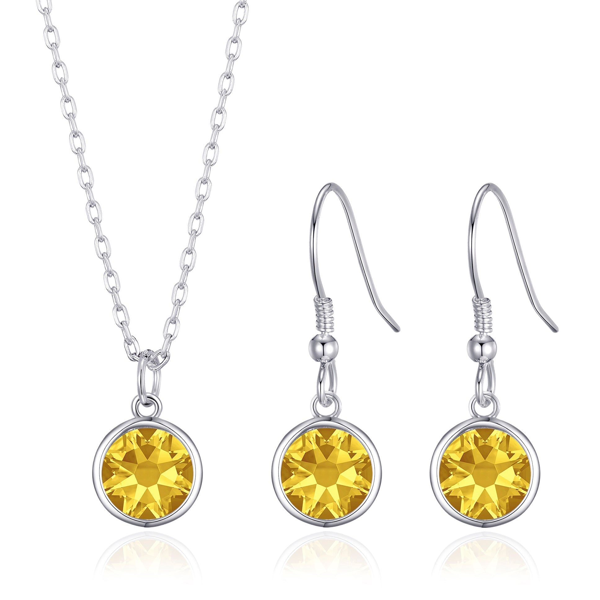 November (Topaz) Birthstone Necklace & Drop Earrings Set Created with Zircondia® Crystals