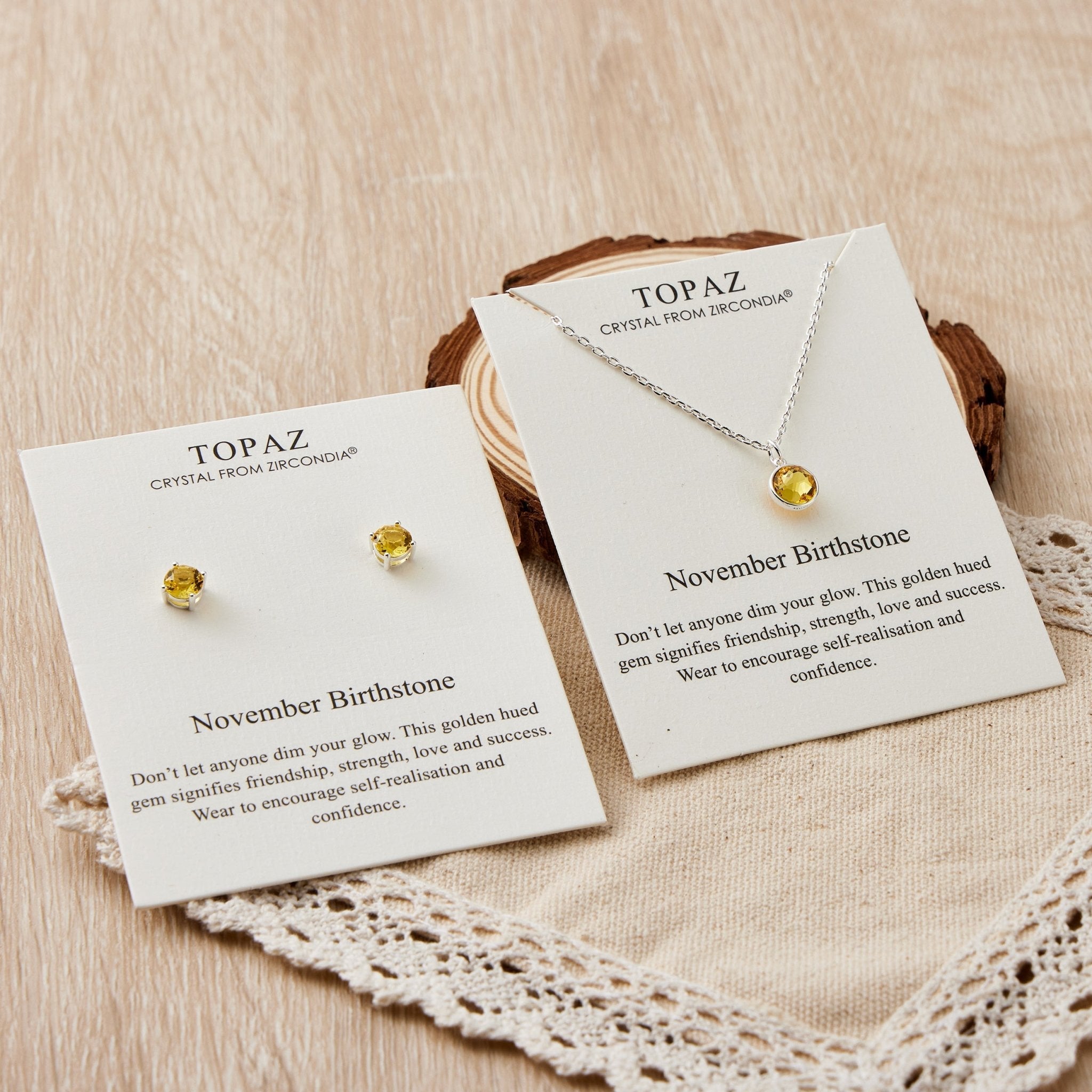 November (Topaz) Birthstone Necklace & Earrings Set Created with Zircondia® Crystals