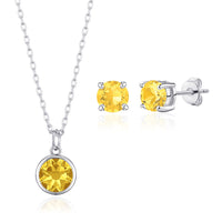 November (Topaz) Birthstone Necklace & Earrings Set Created with Zircondia® Crystals