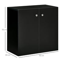 Storage Cabinet With Two Shelves Wooden Sideboard Freestanding Kitchen Cupboard Bookcase Black