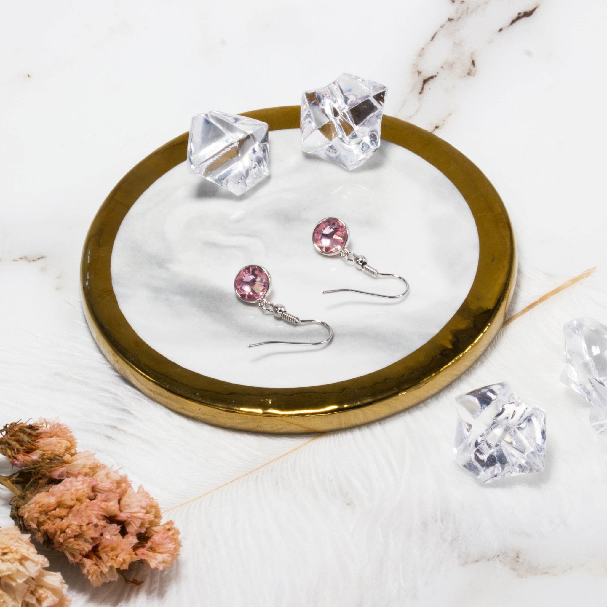 October Birthstone Drop Earrings Created with Tourmaline Zircondia® Crystals