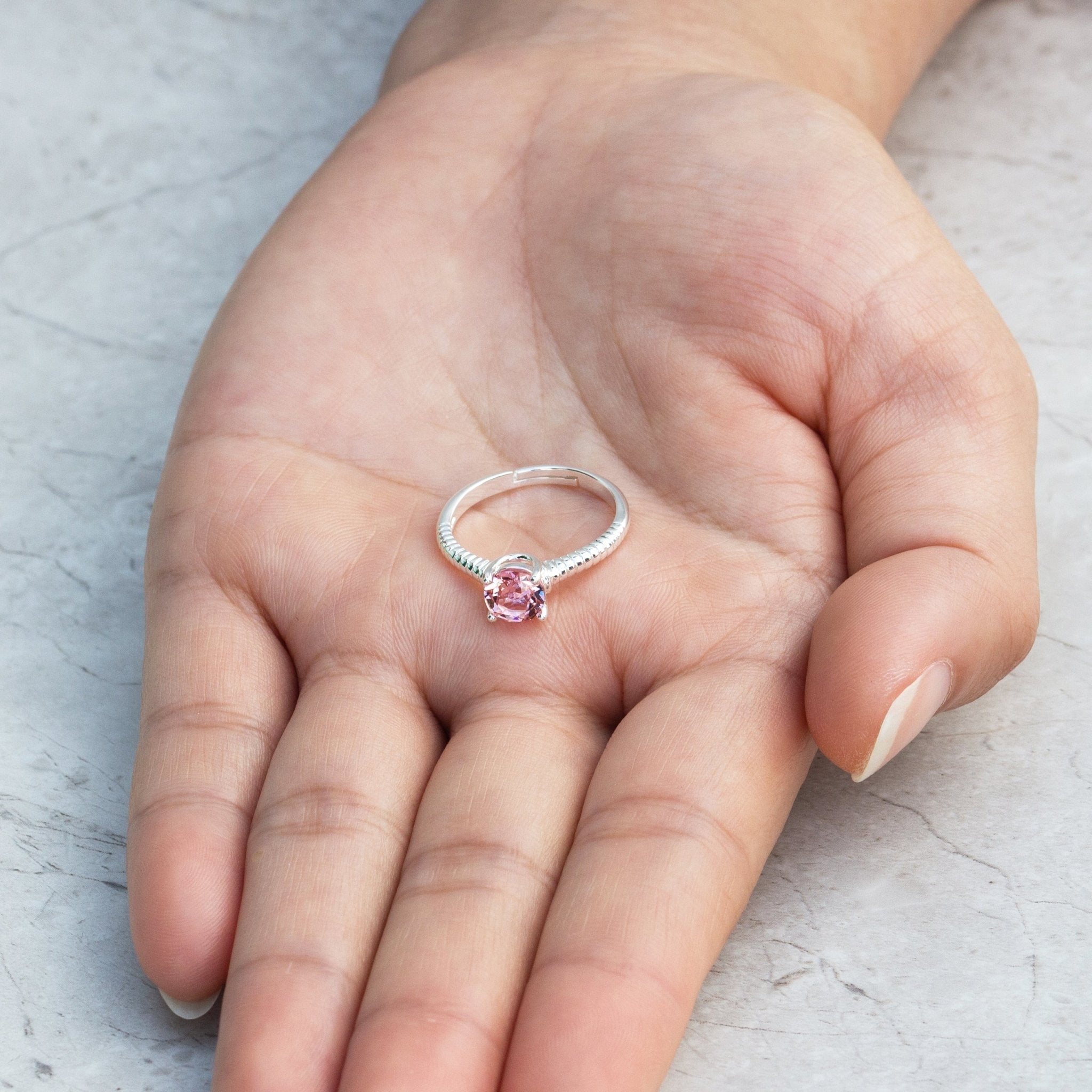 October (Tourmaline) Adjustable Birthstone Ring Created with Zircondia® Crystals