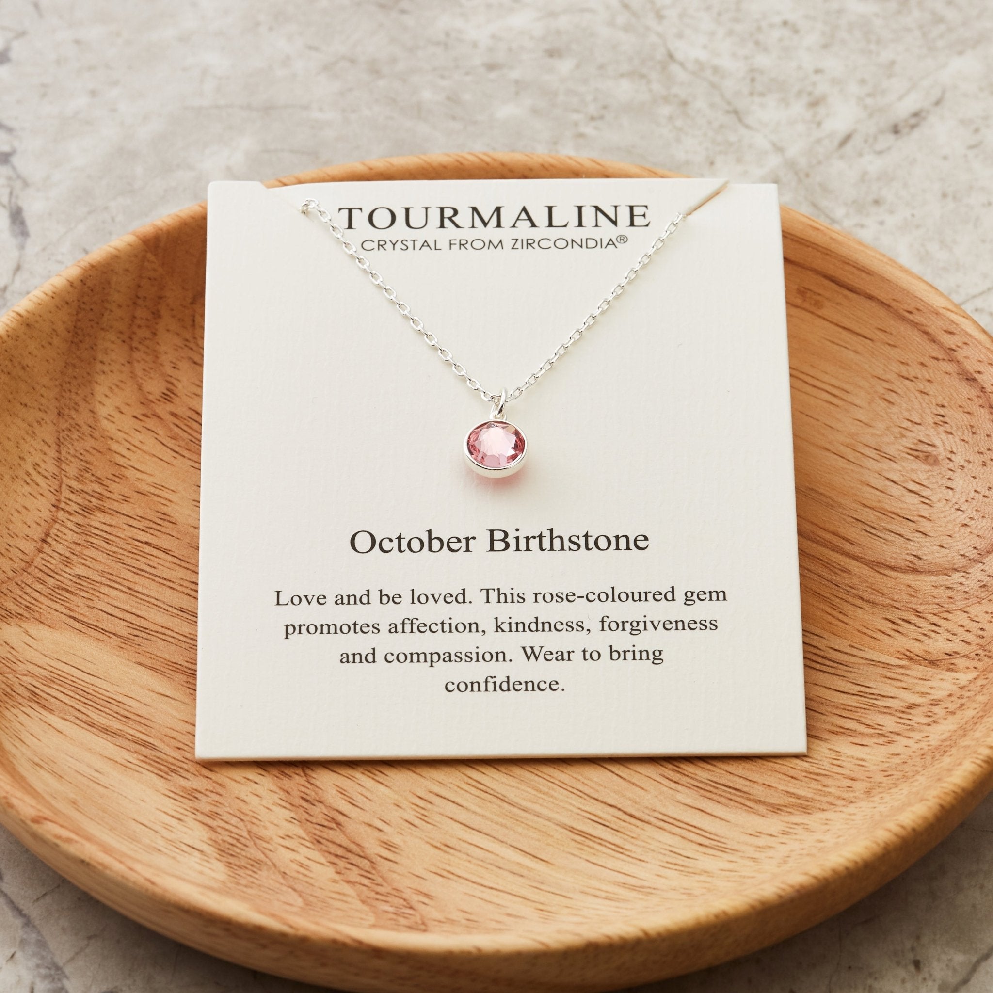October (Tourmaline) Birthstone Necklace Created with Zircondia® Crystals