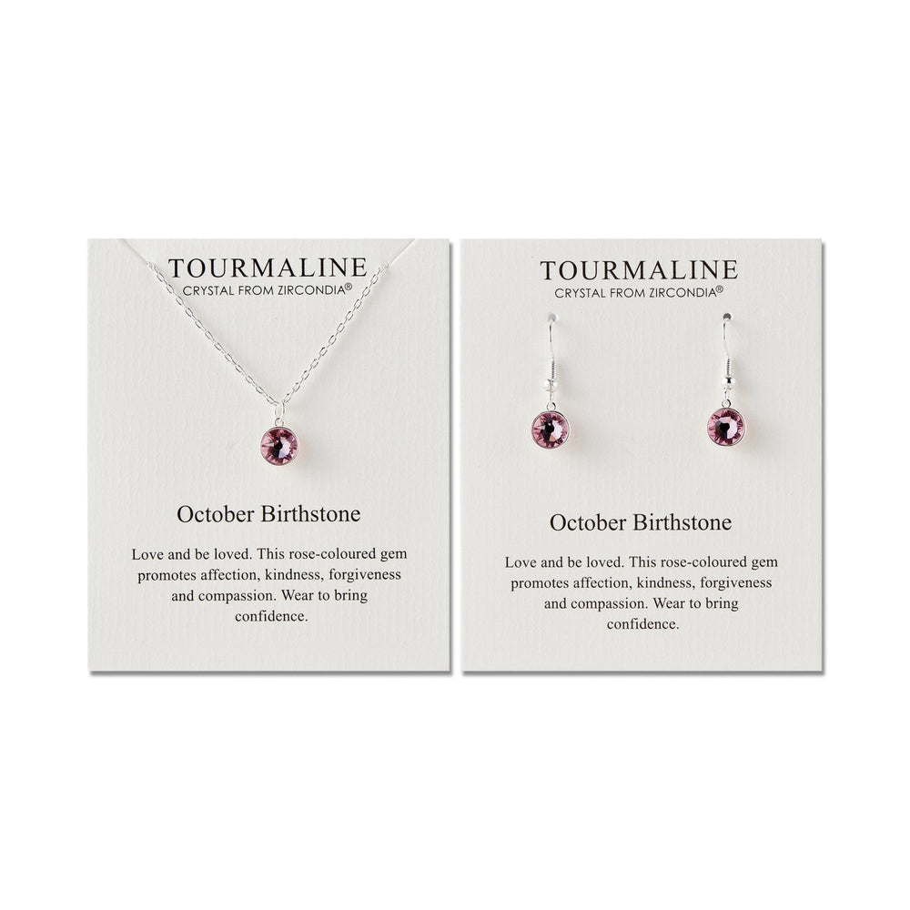 October (Tourmaline) Birthstone Necklace & Drop Earrings Set Created with Zircondia® Crystals
