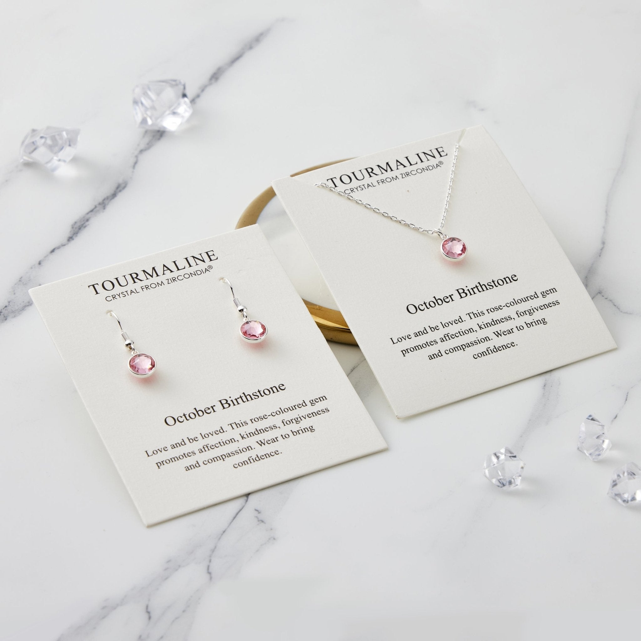 October (Tourmaline) Birthstone Necklace & Drop Earrings Set Created with Zircondia® Crystals