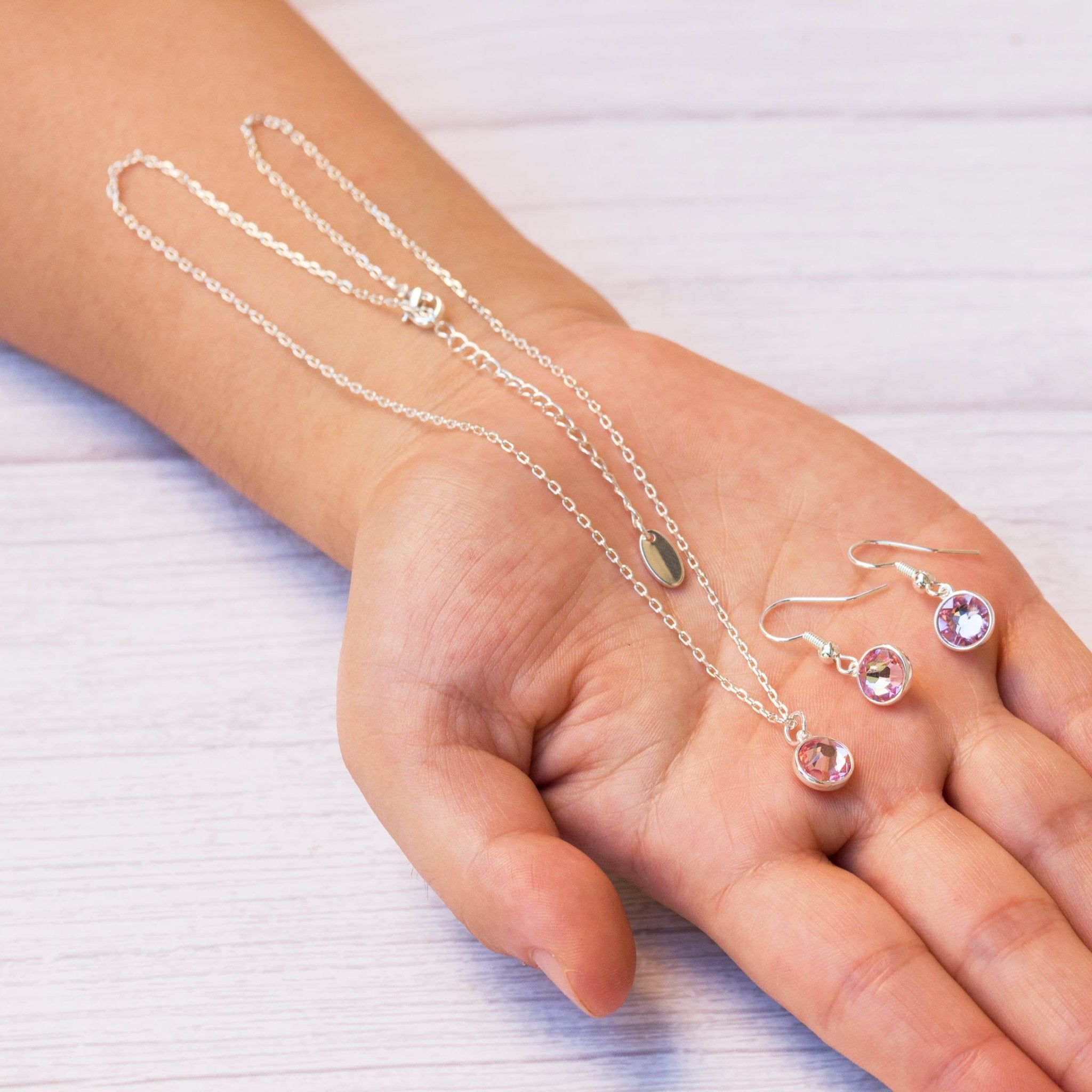 October (Tourmaline) Birthstone Necklace & Drop Earrings Set Created with Zircondia® Crystals