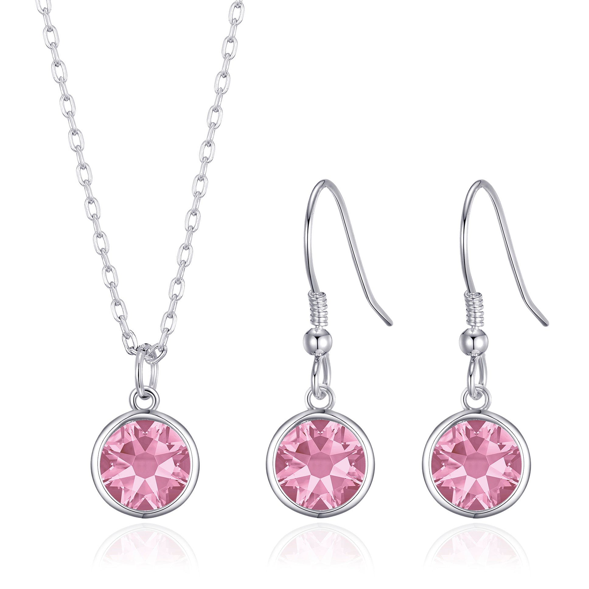 October (Tourmaline) Birthstone Necklace & Drop Earrings Set Created with Zircondia® Crystals