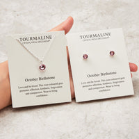 October (Tourmaline) Birthstone Necklace & Earrings Set Created with Zircondia® Crystals