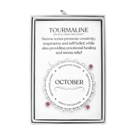 October (Tourmaline) Birthstone Stretch Charm Bracelet with Quote Gift Box
