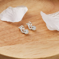 October (White Opal) Birthstone Clip On Earrings Created with Zircondia® Crystals