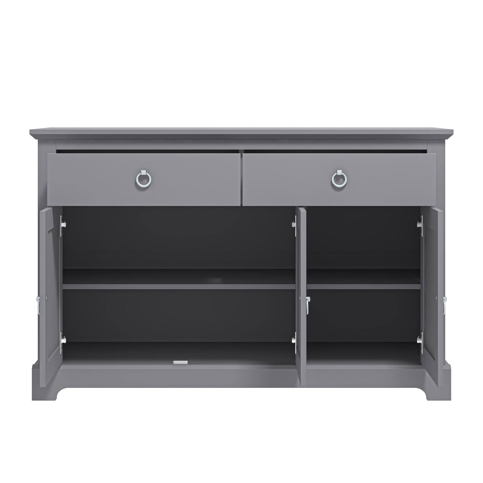 Honition Large Sideboard Grey 3 Doors 4 Shelves 2 Drawers