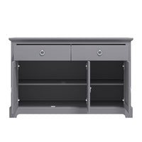 Honition Large Sideboard Grey 3 Doors 4 Shelves 2 Drawers