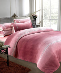 Ombre Teddy Fleece Duvet Set with Diamante Detailing Luxurious Super Soft Bedding Two-Tone Design Available in Single Double King Sizes by OLIVIA ROCCO