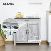 Farmhouse Barn Door Sideboard Storage Cabinet Coffee Bar for LIVING Room  Grey Grain