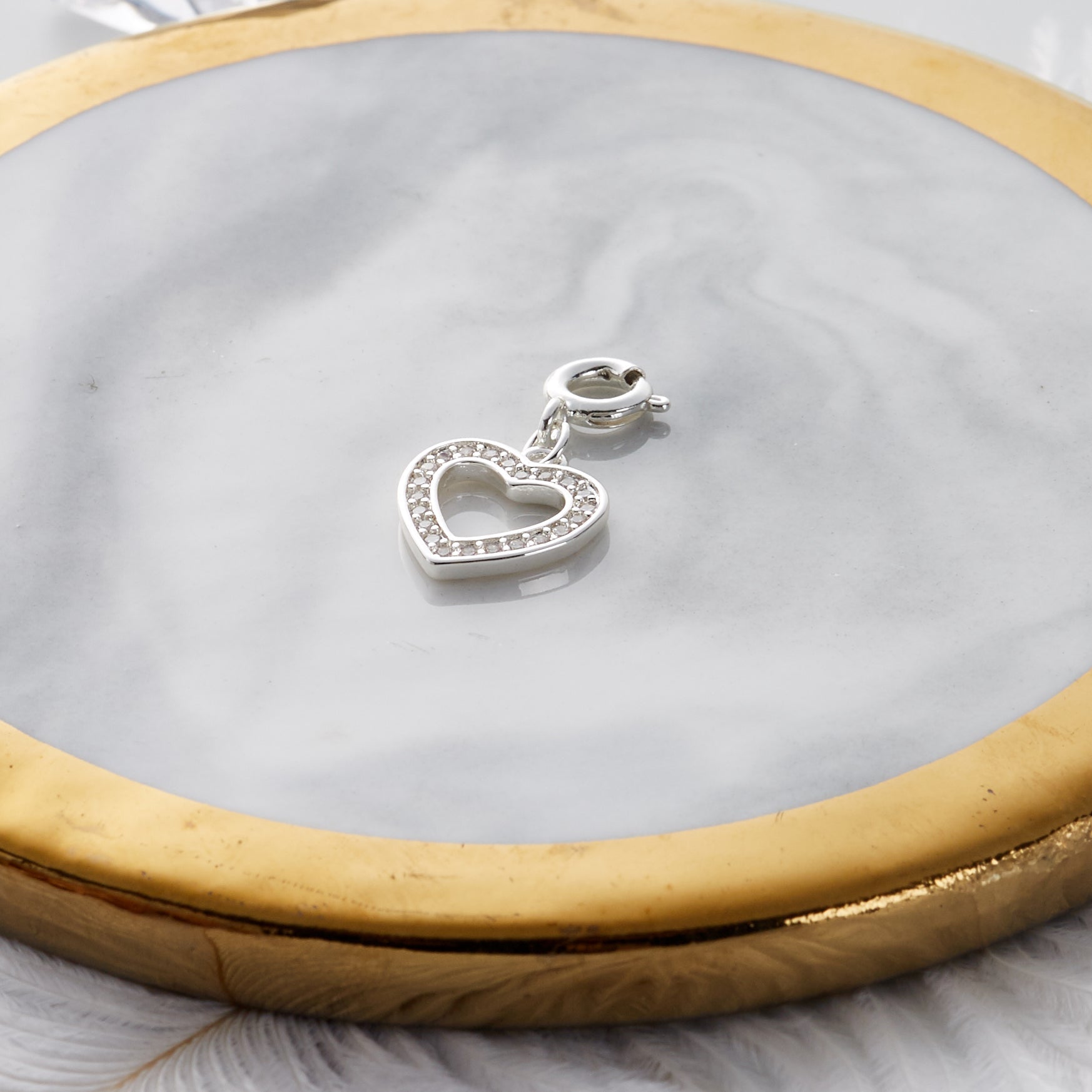 Open Heart Charm Created with Zircondia® Crystals