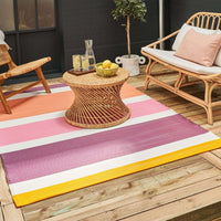 Vibrant Pink Rainbow Outdoor Rug - Stylish & Weatherproof