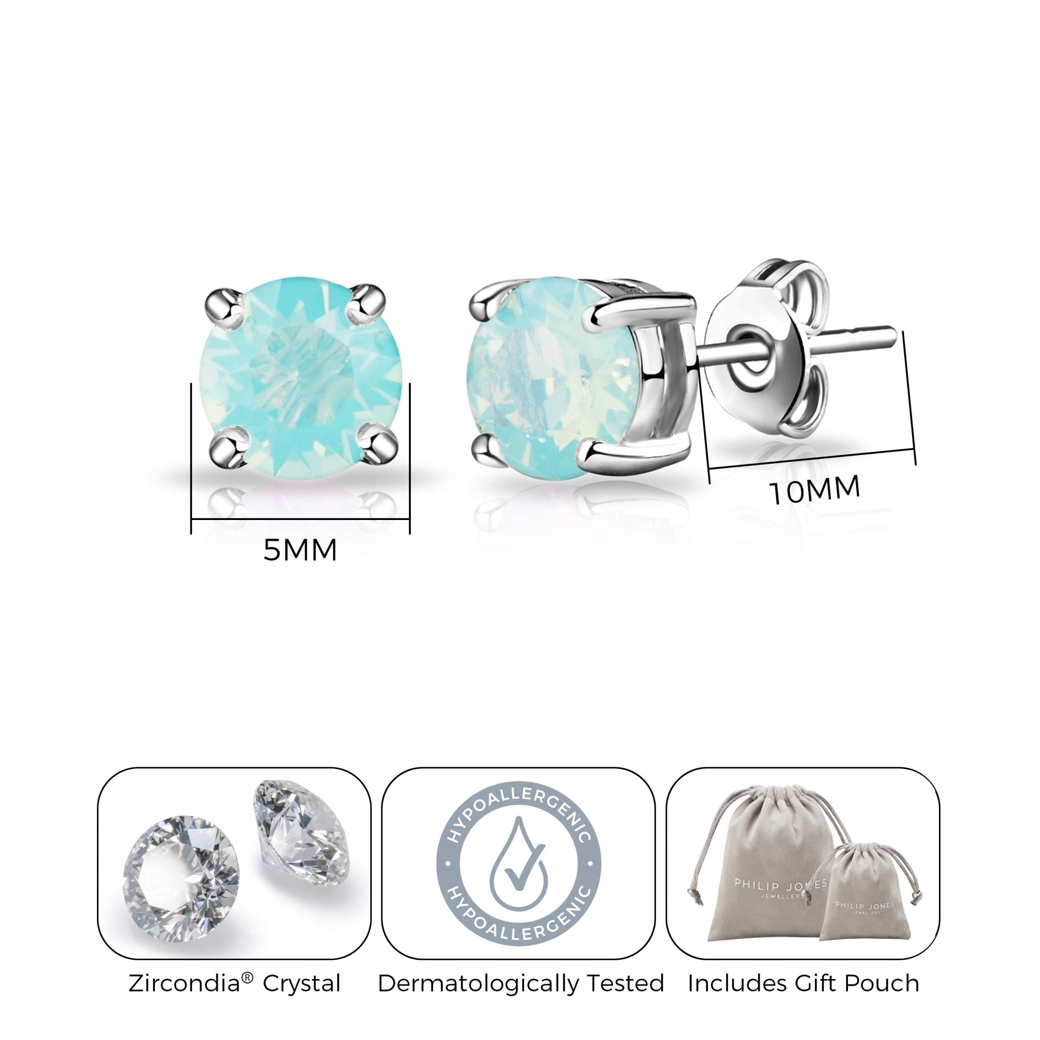 Pacific Green Opal Earrings Created with Zircondia® Crystals