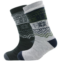 Pack of 2 Men's Chunky Knit Slipper Socks with Grips Thick Warm Non-Slip Indoor Bed Socks Gift by Sock Stack