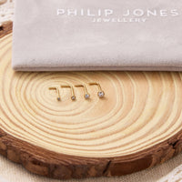 Pack of 4 L Shaped Bezel Set Gold Stainless Steel Nose Studs Created with Zircondia® Crystals