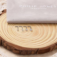 Pack of 4 L Shaped Stainless Steel Nose Studs Created with Zircondia® Crystals