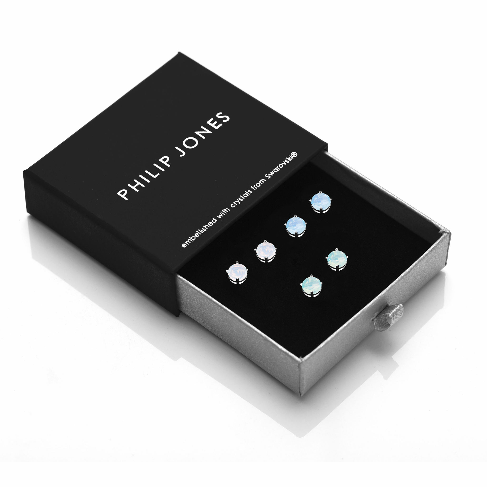 Pack of Three Opal Earrings Created with Zircondia® Crystals