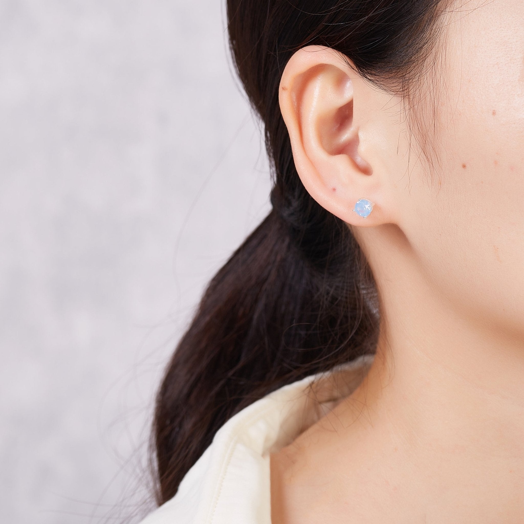 Pack of Three Opal Earrings Created with Zircondia® Crystals