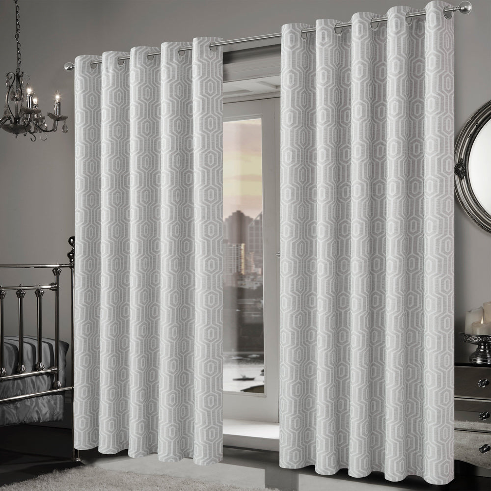 Paris Eyelet Jacquard Curtains Natural Geometric Pattern Thermal Insulated Light Blocking for Bedroom Lounge by OLIVIA ROCCO