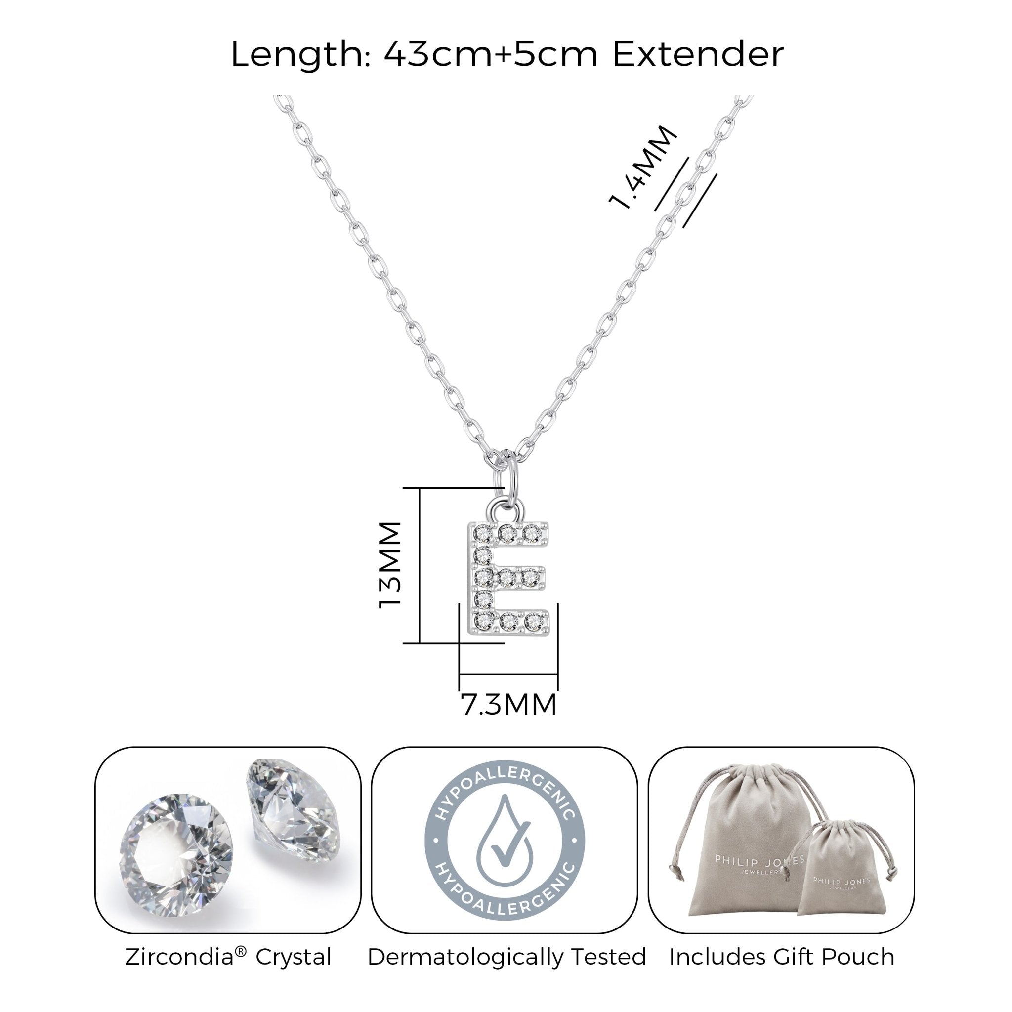 Pave Initial Necklace Letter E Created with Zircondia® Crystals