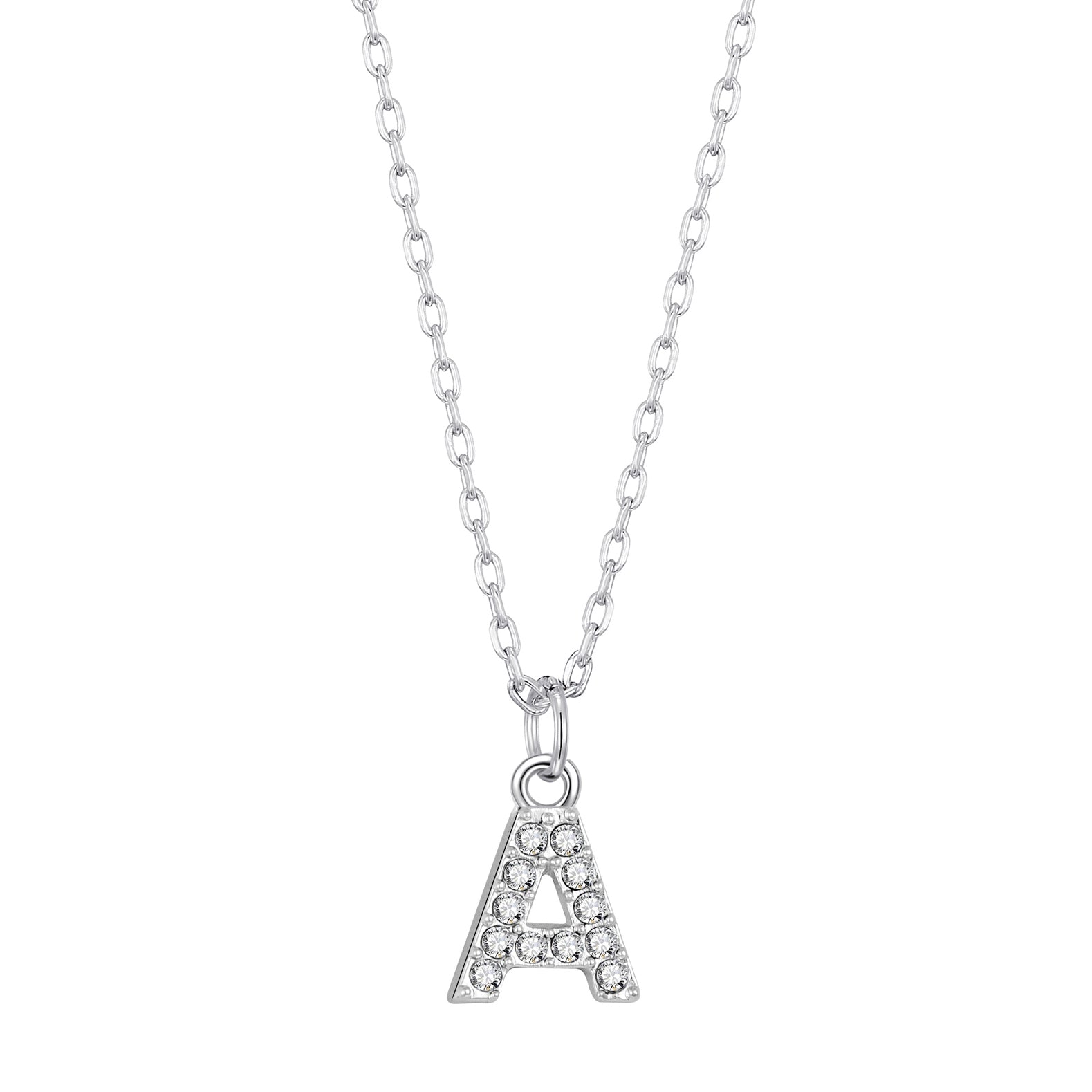 Pave Initial Necklace Letter A Created with Zircondia® Crystals