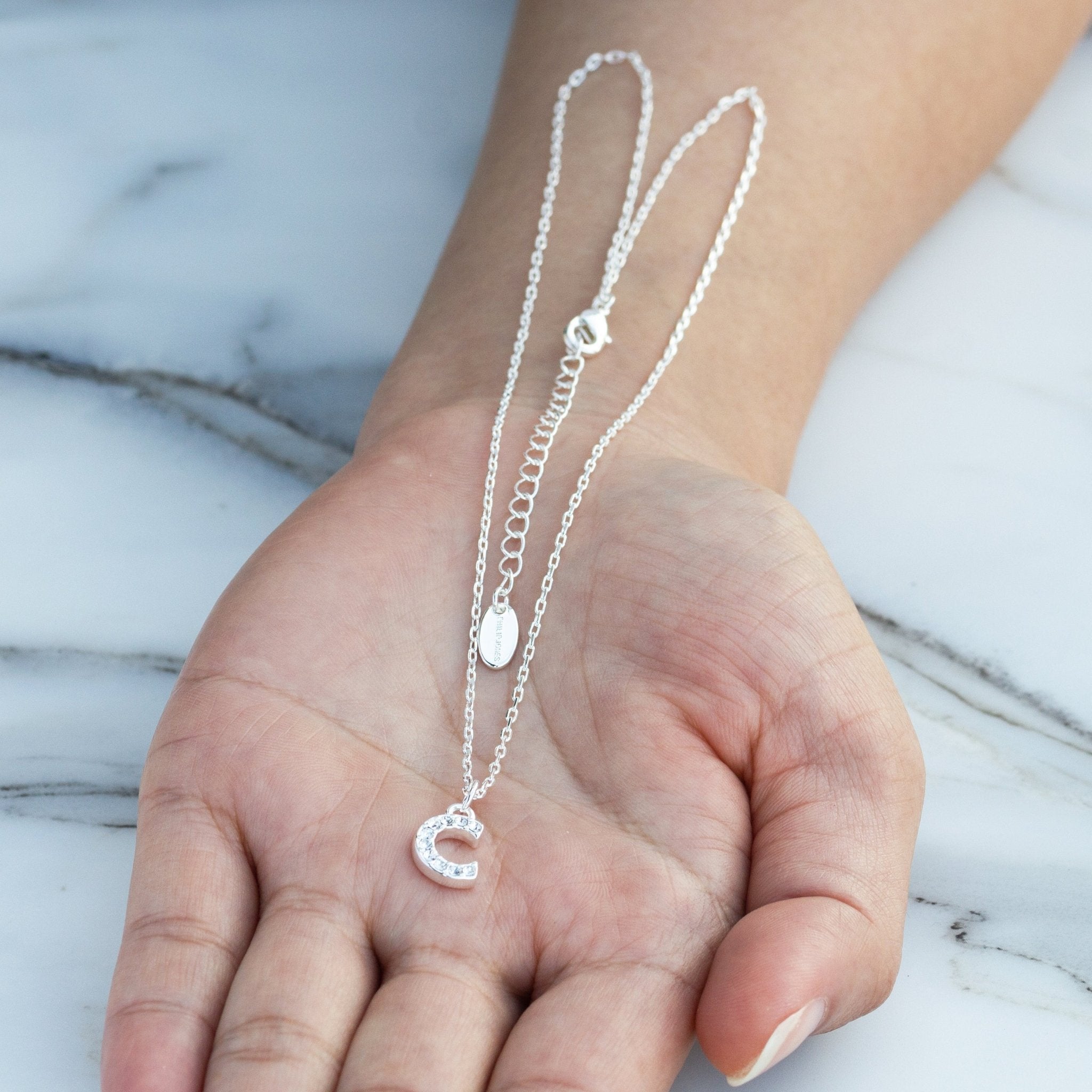 Pave Initial Necklace Letter C Created with Zircondia® Crystals