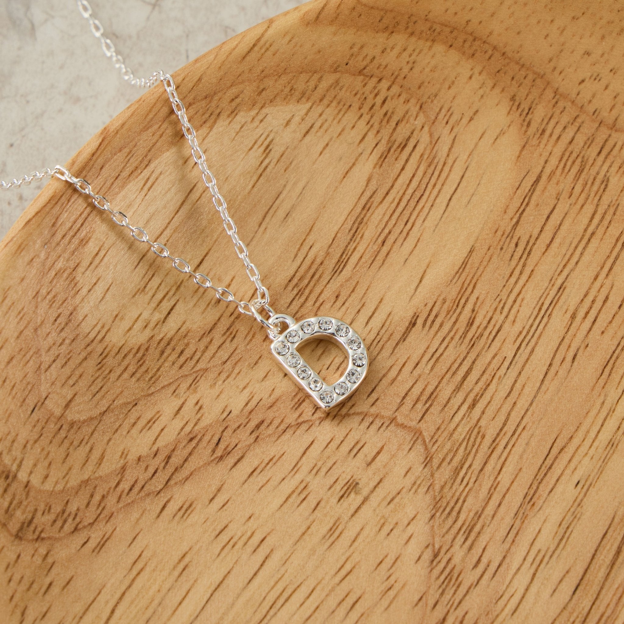 Pave Initial Necklace Letter D Created with Zircondia® Crystals