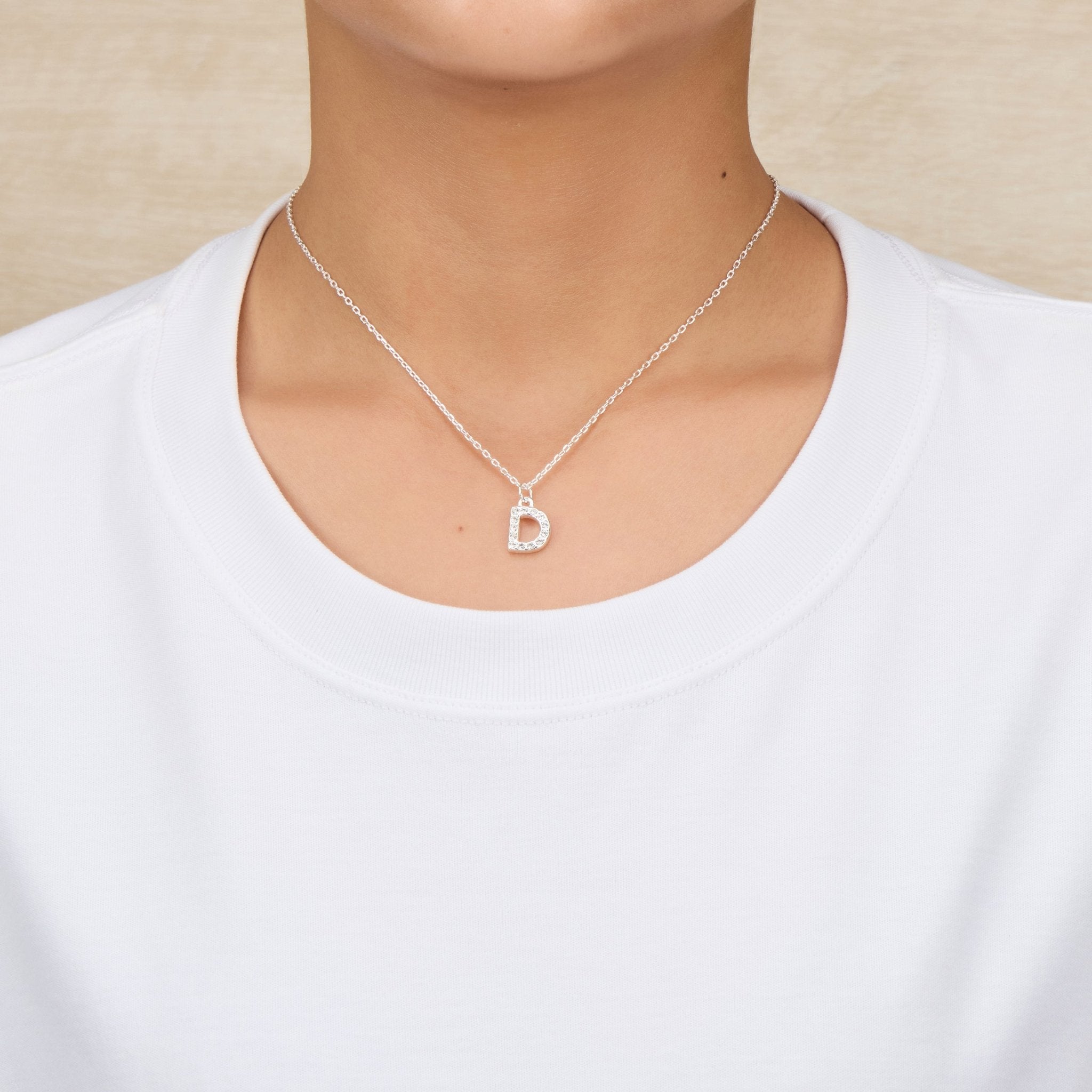 Pave Initial Necklace Letter D Created with Zircondia® Crystals