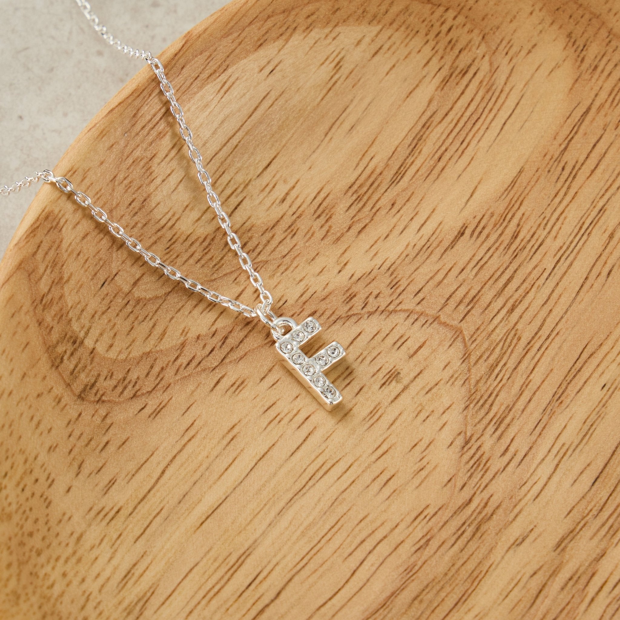 Pave Initial Necklace Letter F Created with Zircondia® Crystals