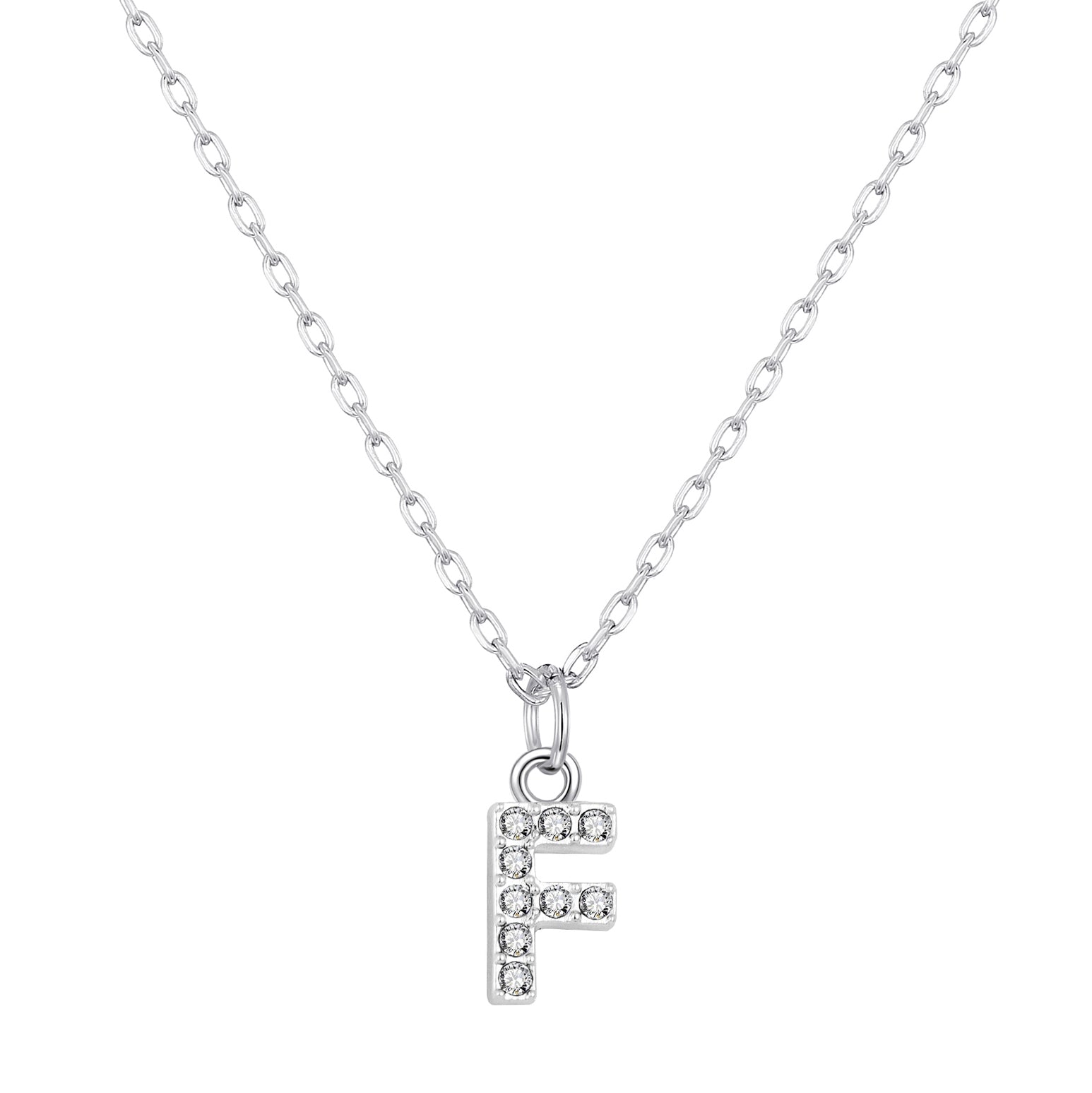 Pave Initial Necklace Letter F Created with Zircondia® Crystals