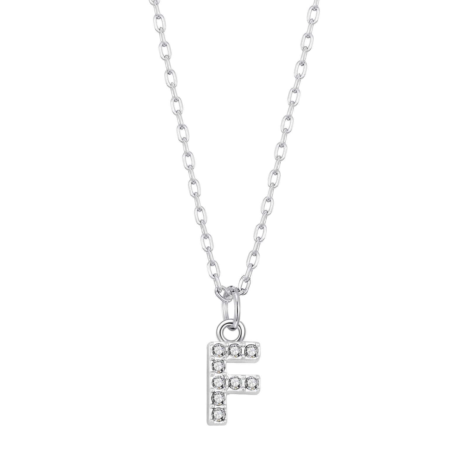 Pave Initial Necklace Letter F Created with Zircondia® Crystals