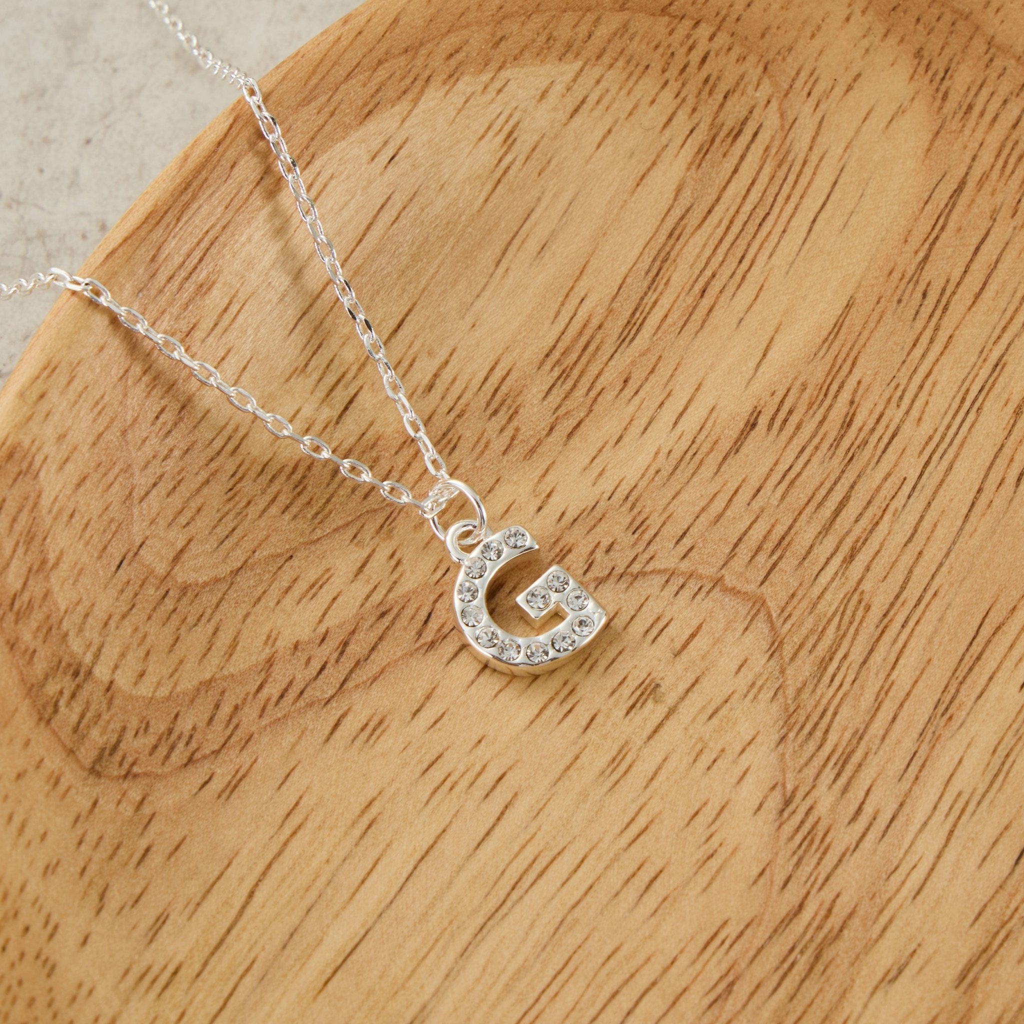 Pave Initial Necklace Letter G Created with Zircondia® Crystals