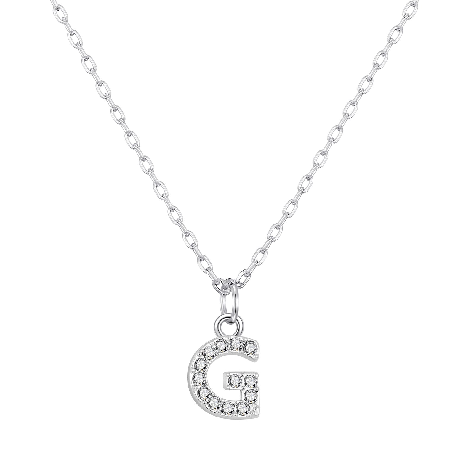 Pave Initial Necklace Letter G Created with Zircondia® Crystals