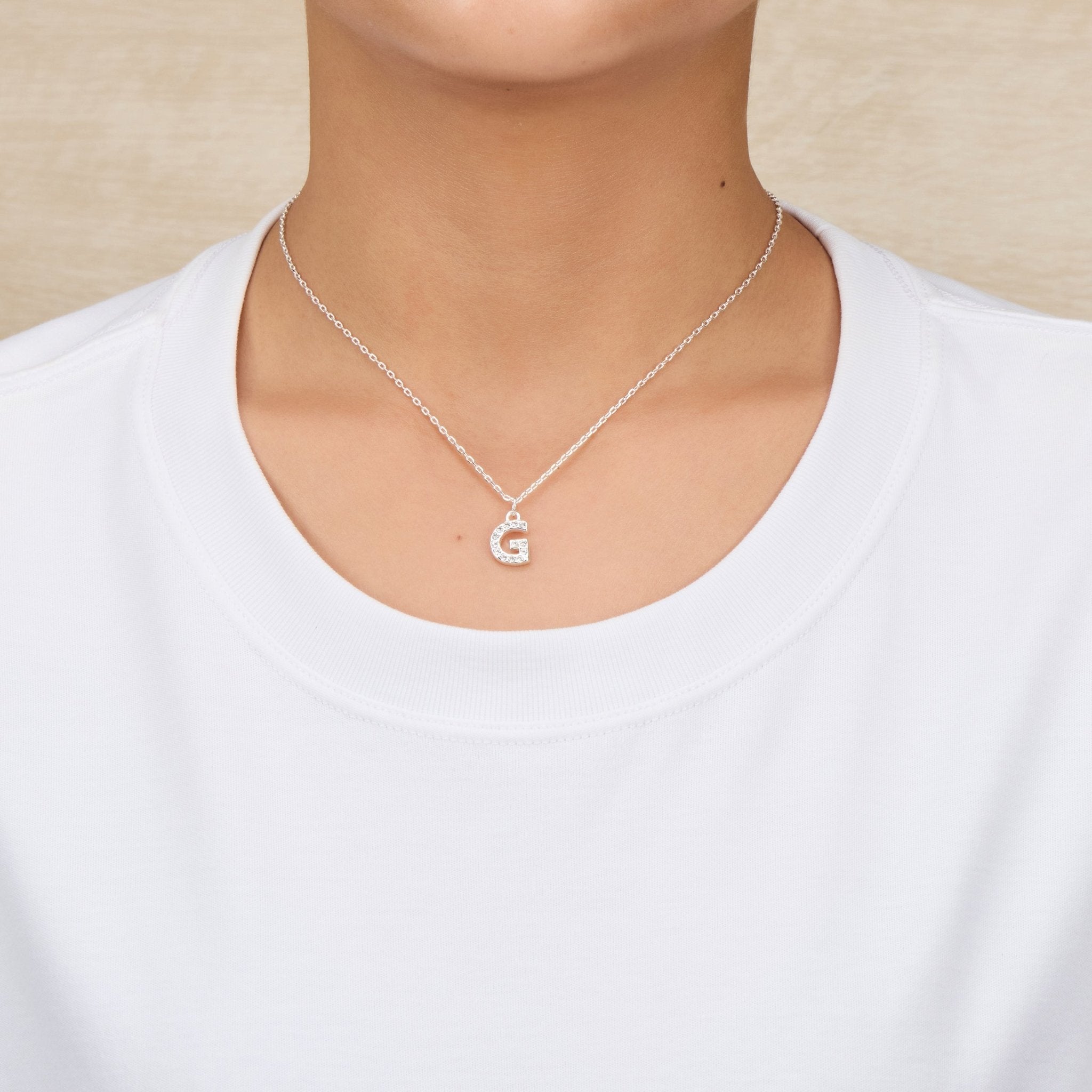 Pave Initial Necklace Letter G Created with Zircondia® Crystals