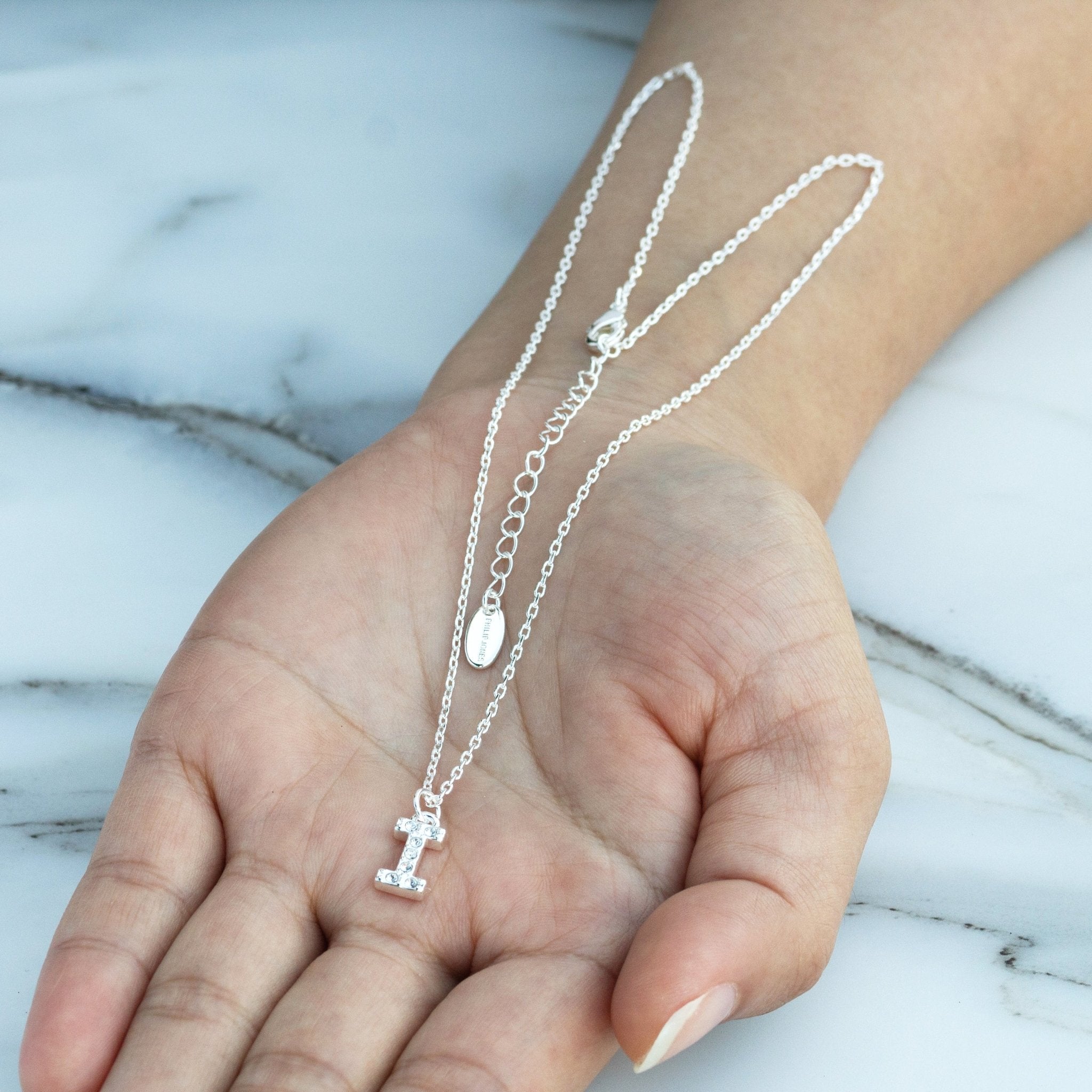 Pave Initial Necklace Letter I Created with Zircondia® Crystals