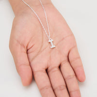 Pave Initial Necklace Letter I Created with Zircondia® Crystals