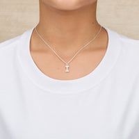 Pave Initial Necklace Letter I Created with Zircondia® Crystals