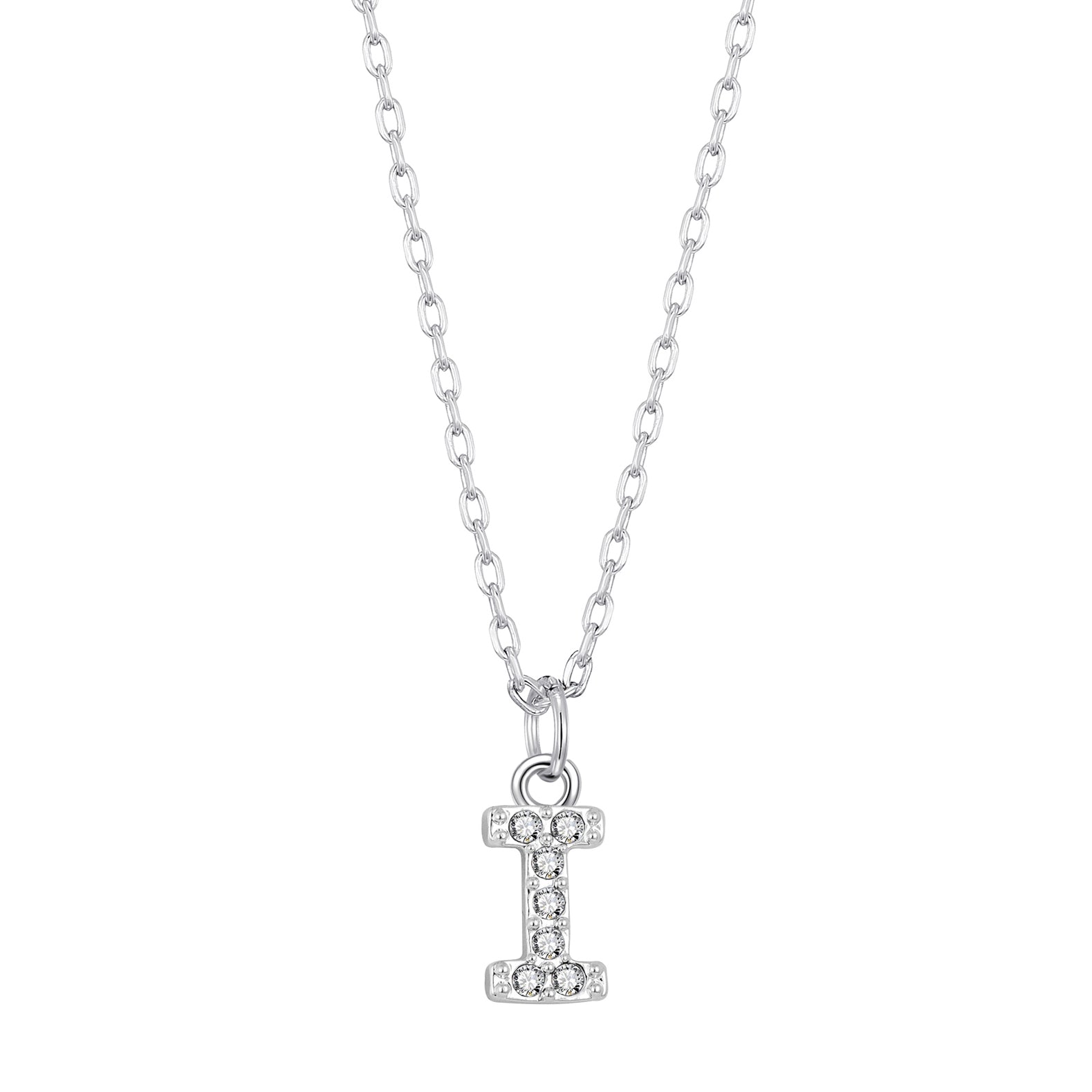 Pave Initial Necklace Letter I Created with Zircondia® Crystals