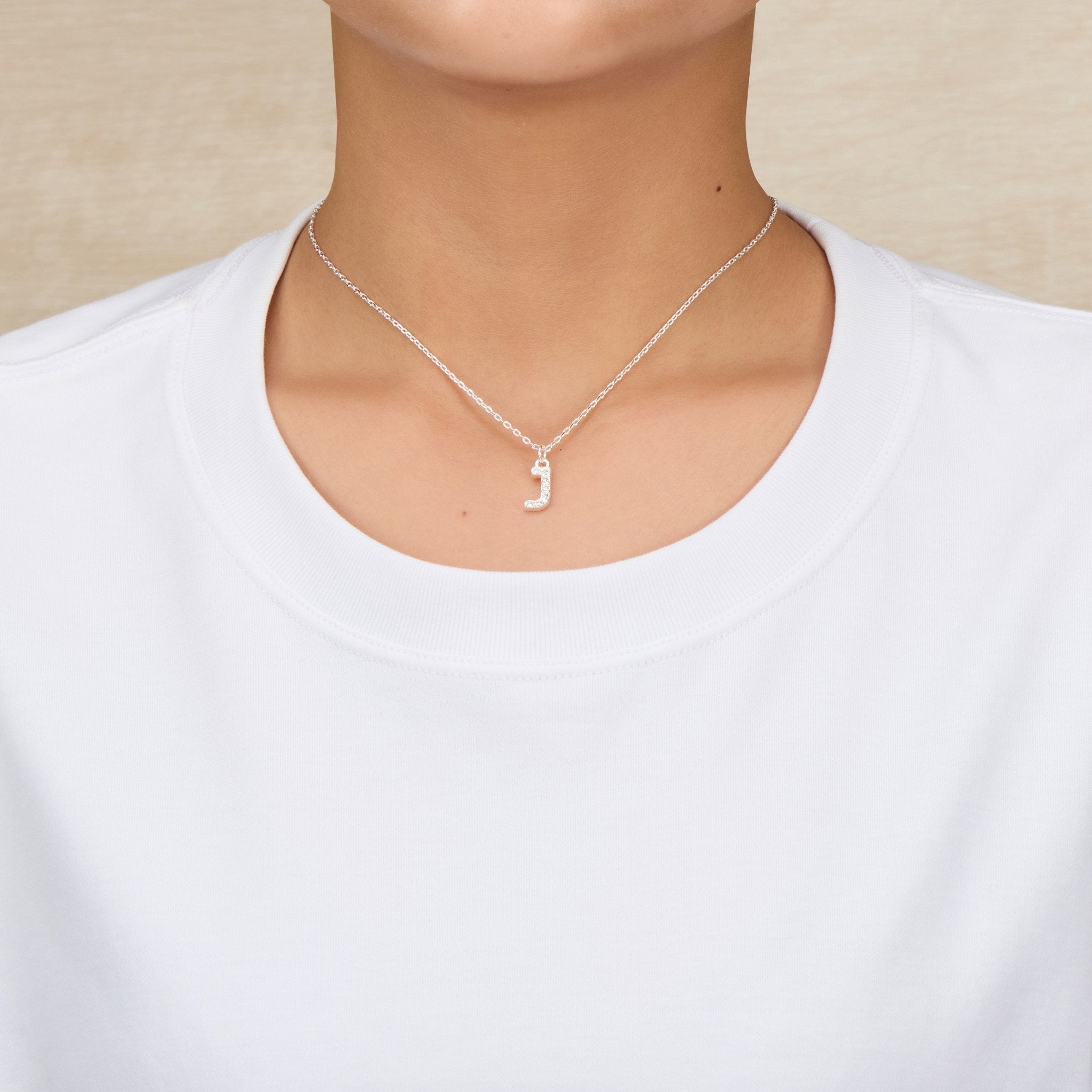 Pave Initial Necklace Letter J Created with Zircondia® Crystals