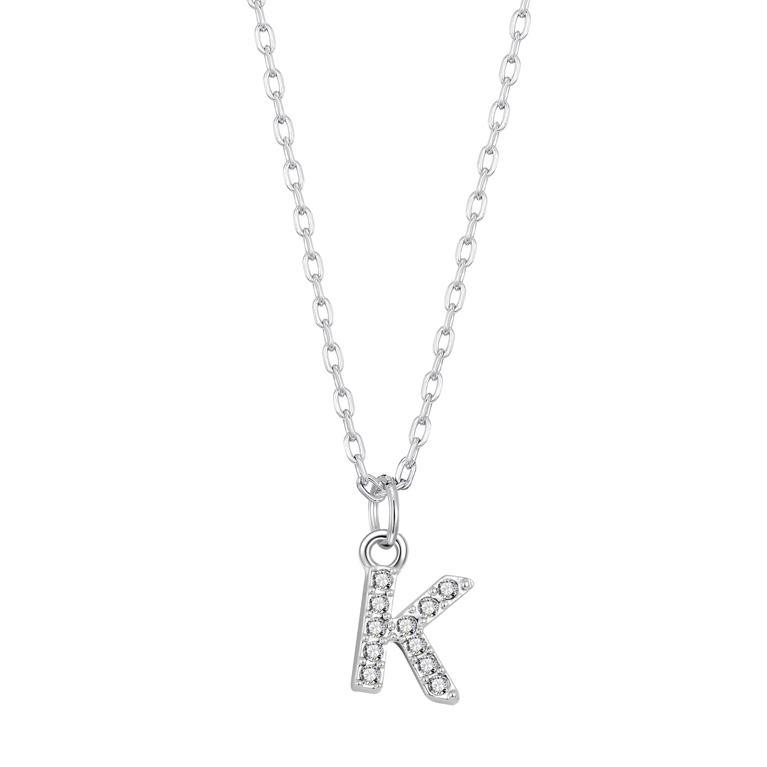Pave Initial Necklace Letter K Created with Zircondia® Crystals